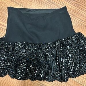 Zara Black Sequin Bubble Mini Skirt